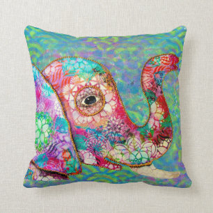 Buntes Graffiti-Elefant-Kissen, Elefant-Geschenk Kissen