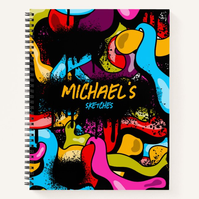 Buntes Graffiti-Hip-Hop-Straßenkunst-Skizzenbuch Notizbuch (Vorderseite)