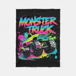 Buntes Graffiti-Monstertruck-Kunstwerk Fleecedecke