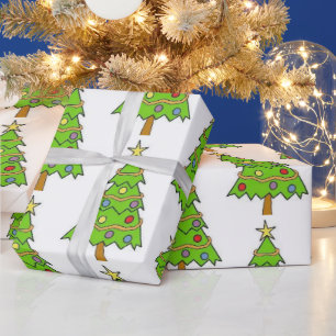 Buntes grünes Weihnachtsbaum-Geschenkpapier Geschenkpapier