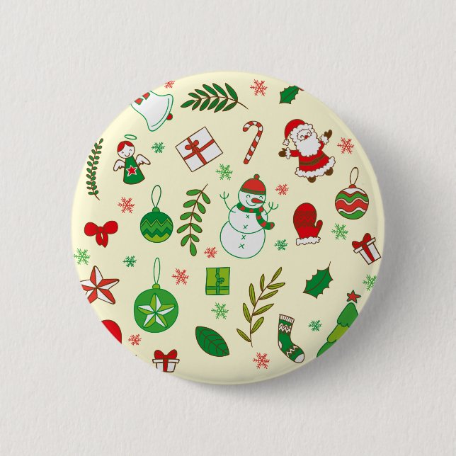 Buntes Grußmuster der frohen Weihnachten Button (Vorderseite)