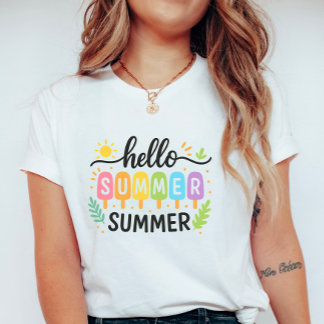 Buntes Hallo Sommer Eis-Pop; Süße Ferien T-Shirt