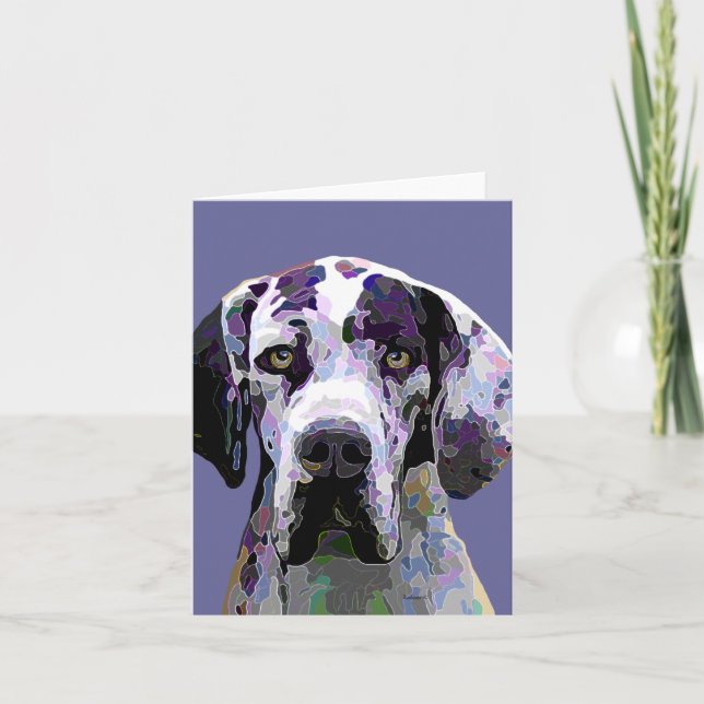 Buntes Harlekin-Dogge-Gesicht Karte (Vorderseite)