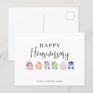 Buntes Haus Glückliches Hausjubiläum Immobilien Postkarte