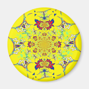 Buntes Helles Florales Damast-Design Kunstposter Magnet