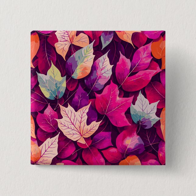 Buntes Herbstlaub-Muster-68218 Button (Vorderseite)