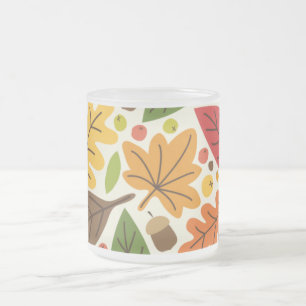 Buntes Herbstlaub und Eicheln Muster Mattglastasse