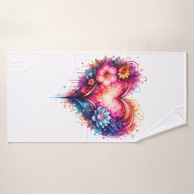 Buntes Herz-Badewäsche-Design Badhandtuch Set (Badehandtuch)