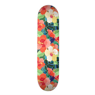 Buntes Hibiskus-Muster Skateboard
