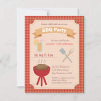 Buntes Hinterhof-Grillen-Party, kariertes Muster
