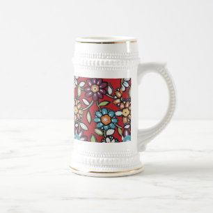 buntes Hippie-Blume Bierglas