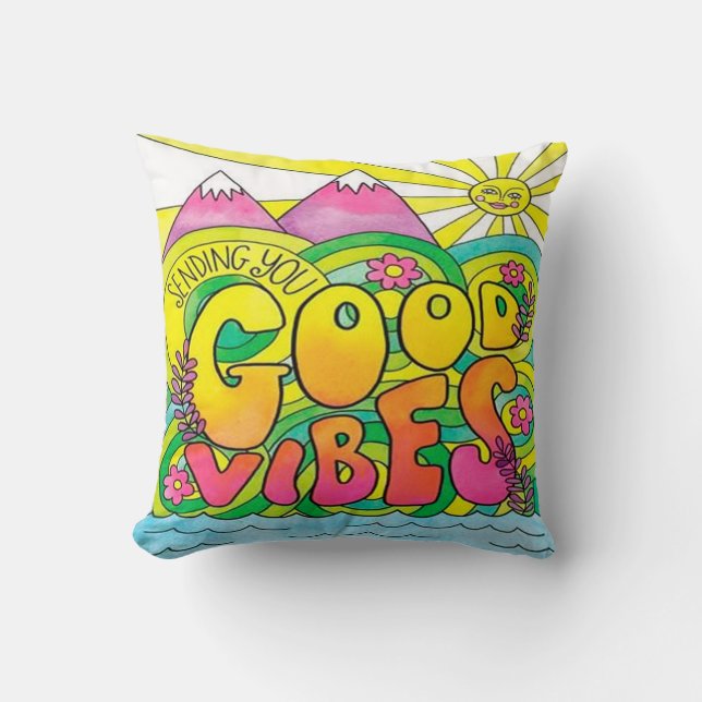 Buntes Hippie-Entwurfs-Kissen Kissen (Vorderseite)