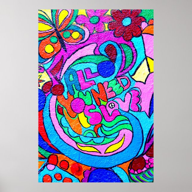 buntes Hippie-Liebe-Plakat Poster (Vorne)