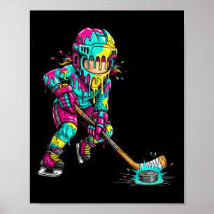Buntes Hockey-Eis-Drip-Player (1)  Poster
