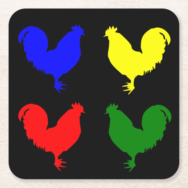 Buntes Huhn Rechteckiger Pappuntersetzer (Vorderseite)