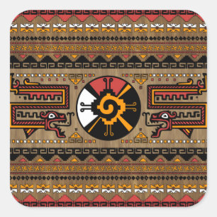 Buntes Hunab Ku Mayasymbol #5 Quadratischer Aufkleber