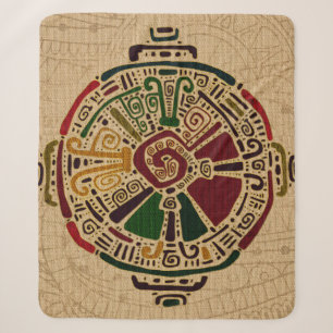 Buntes Hunab Ku Mayasymbol auf Baumwolle Sherpadecke