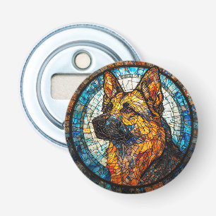 Buntes Hunde-Buntglasporträt Flaschenöffner