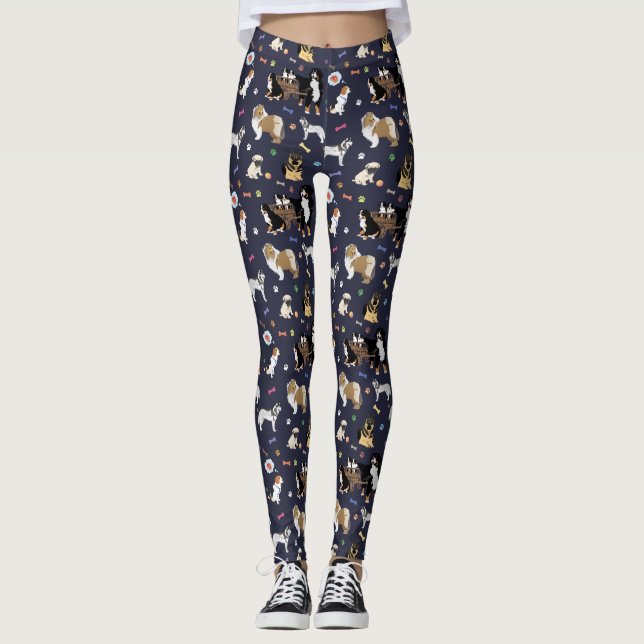 Buntes Hundemuster Leggings (Vorderseite)