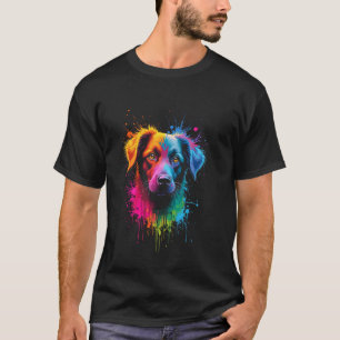 Buntes Hundeporträt T-Shirt