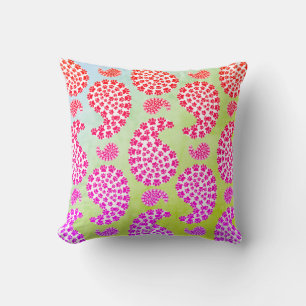 Buntes Hundpaw-Abdruck-Paisley im Vintage-Stil Kissen