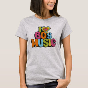 Buntes Ich liebe 60er-Musik für Retro-Musikfans T-Shirt