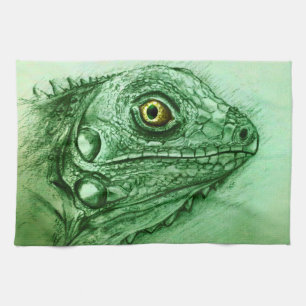 Buntes illustriertes Küchentuch - Leguan