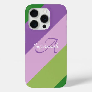 Buntes Initialbuchstabe-Monogramm & Diagonale Stre Case-Mate iPhone Hülle