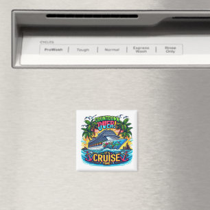 Buntes "It's Cruise Time" Countdown Kreuzfahrtschi Magnet