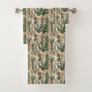 Buntes Kaktus-Muster Badhandtuch Set