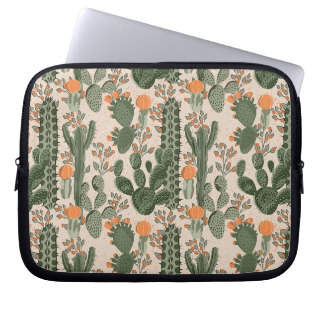 Buntes Kaktus-Muster Laptopschutzhülle (Vorderseite)
