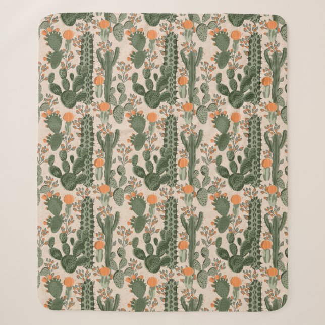 Buntes Kaktus-Muster Sherpadecke (Vorderseite)