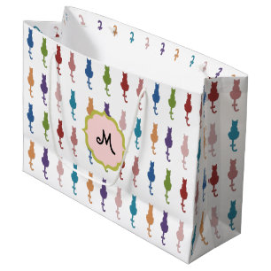 Buntes Katzen-Monogramm-große Geschenk-Tasche Große Geschenktüte