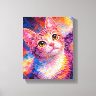 Buntes Katzenkunstposter | Lebendige Katzenjungenm Leinwanddruck