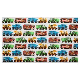 Buntes Kinderbau-LKW-Muster Stoff