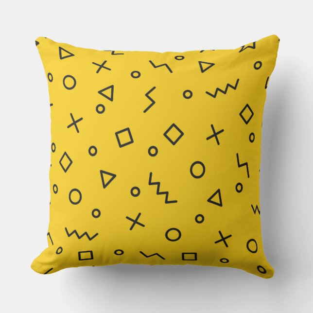 Buntes Kissen mit Memphis-Hipstermuster (Vorderseite)