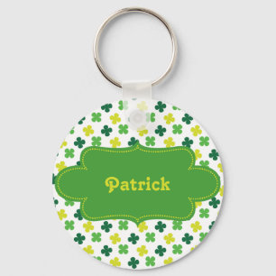 Buntes Kleeblatt-Muster St. Pattys mit Aufkleber Schlüsselanhänger
