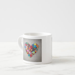 Buntes Knopf-Herz Espressotasse