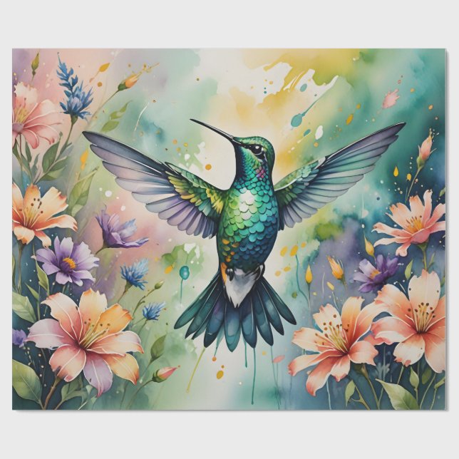 buntes Kolibri-Geschenkpapier Geschenkpapier (Flach)