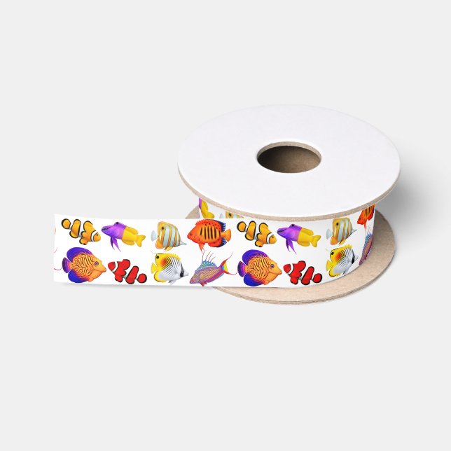Buntes Korallenriff-Fisch-Band Satinband (Spule)