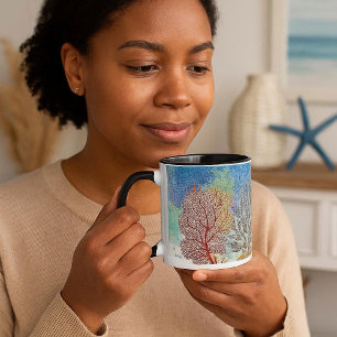 Buntes Korallenriff in Ozeanfelsen Abstrakte Kunst Tasse