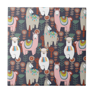 Buntes Lama-Muster Fliese