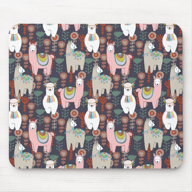 Buntes Lama-Muster Mousepad (Vorne)