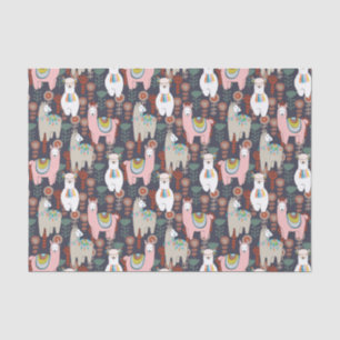 Buntes Lama-Muster Seidenpapier