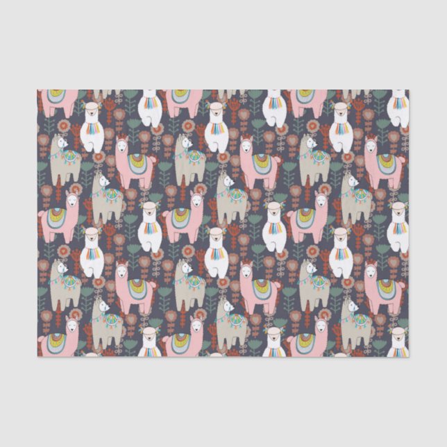 Buntes Lama-Muster Seidenpapier (Vorderseite)