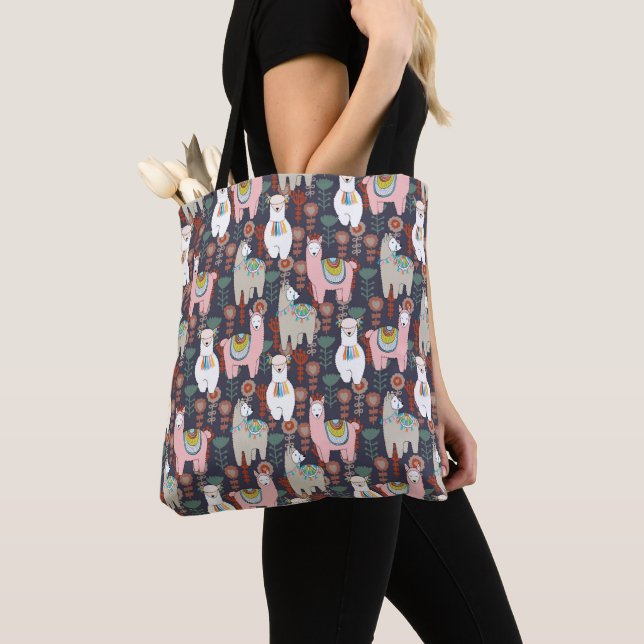 Buntes Lama-Muster Tasche (Von Nahem)