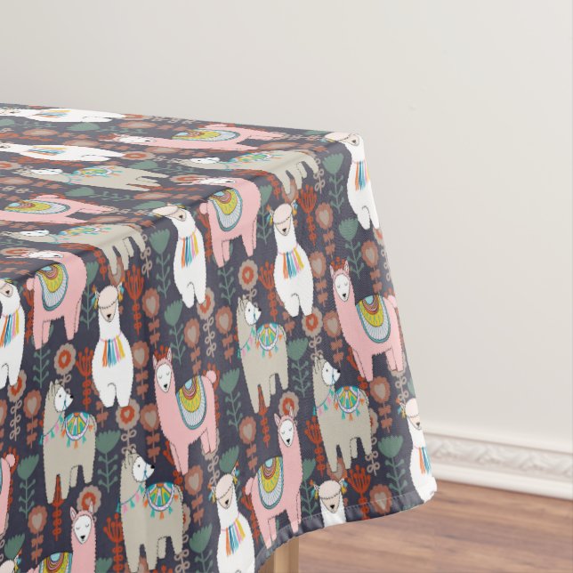 Buntes Lama-Muster Tischdecke (Beispiel)