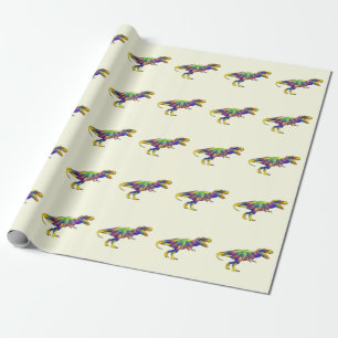 Buntes Laufender T Rex Psychedelische Dinosaurier  Geschenkpapier