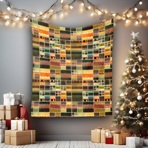 Buntes Leaded Glass Muster Fleece Blanken