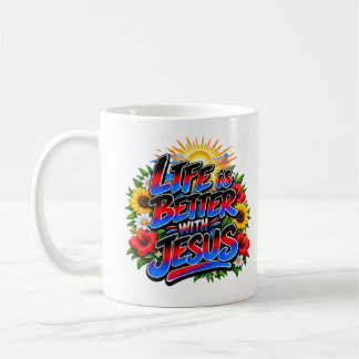 Buntes Leben ist besser mit Jesus Sonnenblume Kaffeetasse